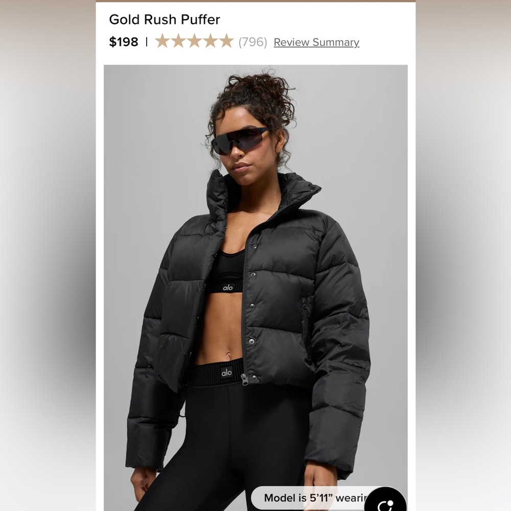 Alo Gold Rush Puffer in Black XS